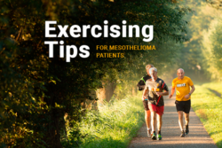 Image of men running on a road. Image reads: Exercising Tips For Mesothelioma Patients